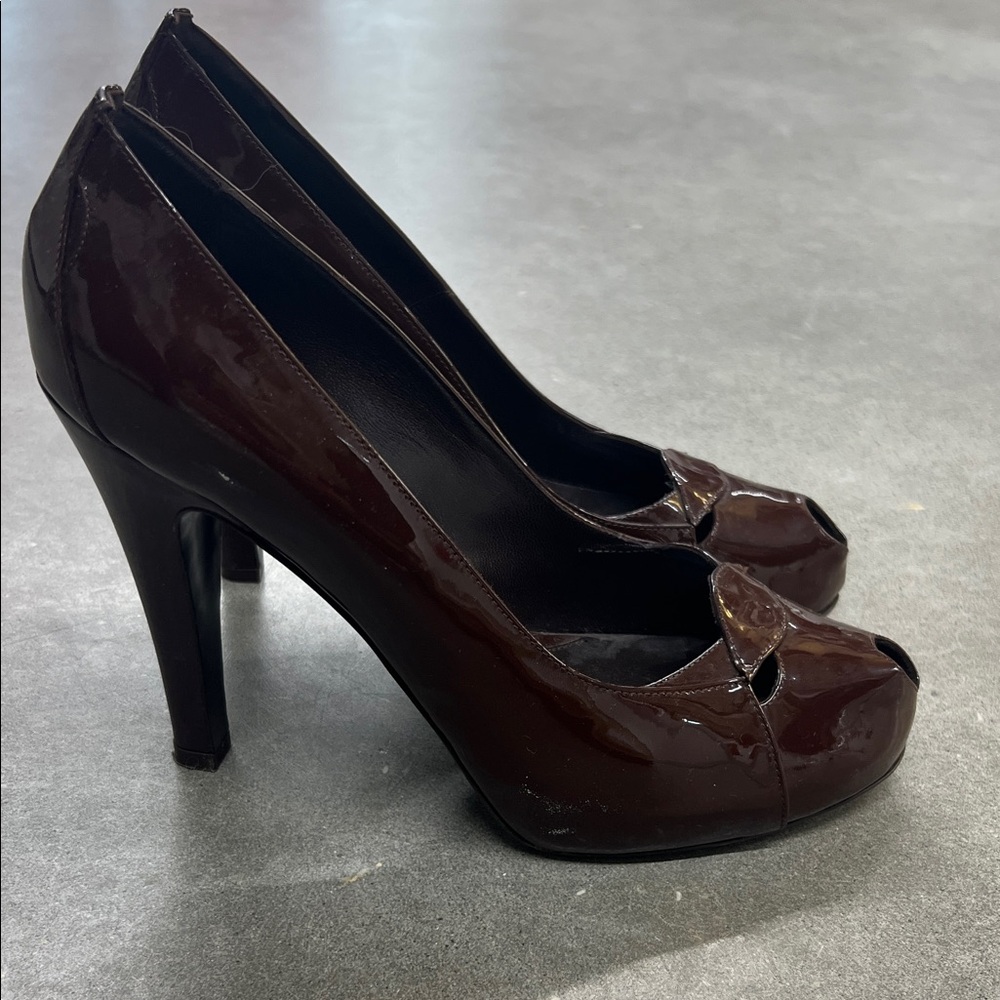 Fendi Dark Brown Patent Leather Heels